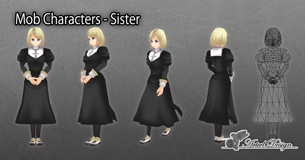 【ローポリ3DCG】モブキャラクターズ:シスター