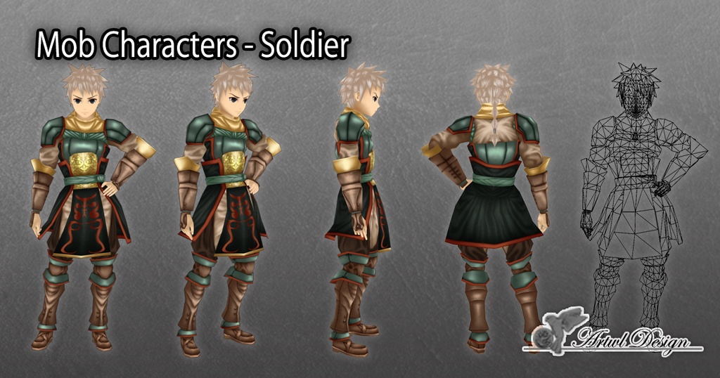 【ローポリ3DCG】モブキャラクターズ:傭兵(男)