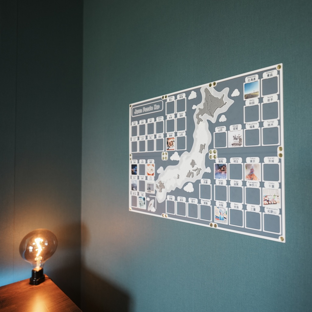 人生の実績解除パズル JAPAN PUZZLE MAP [マットグレー] マップ フォト