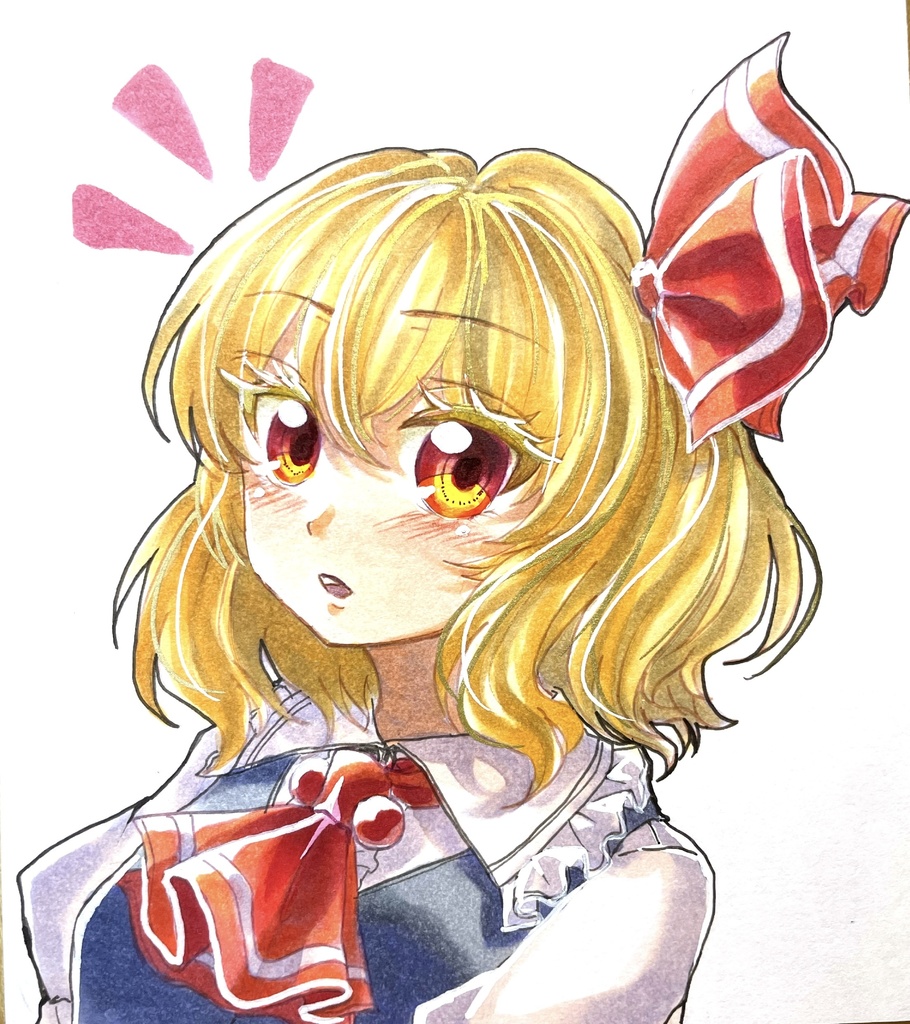 東方Project ルーミア  手描きイラスト 寸松庵色紙 