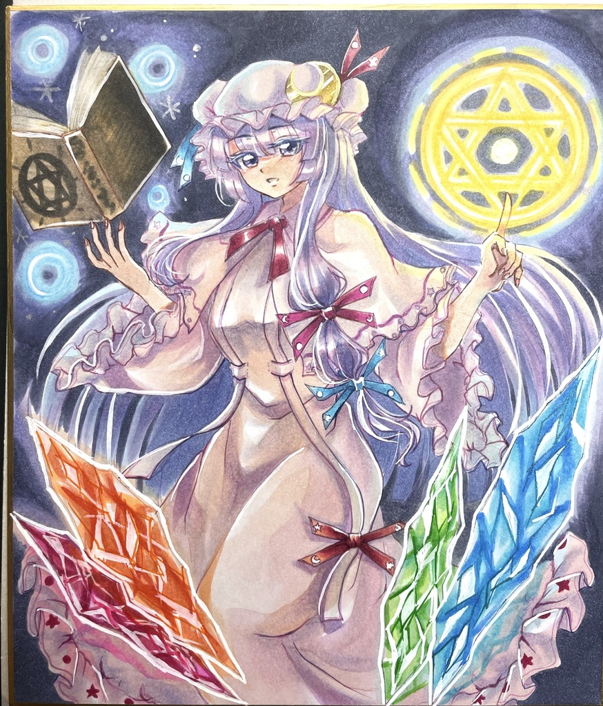 東方Project パチュリー・ノーレッジ  手描き小色紙