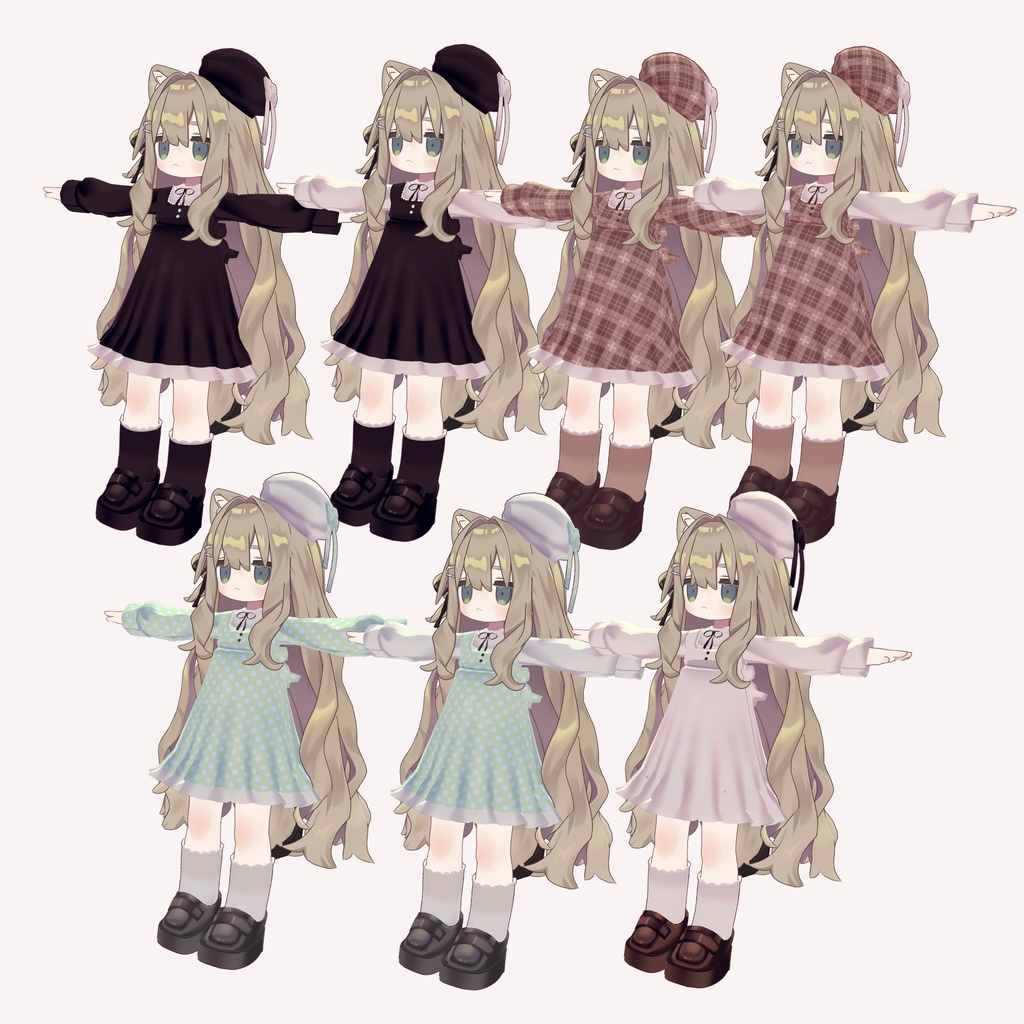 【キプフェル用】メイドライクワンピースセット【全7色】