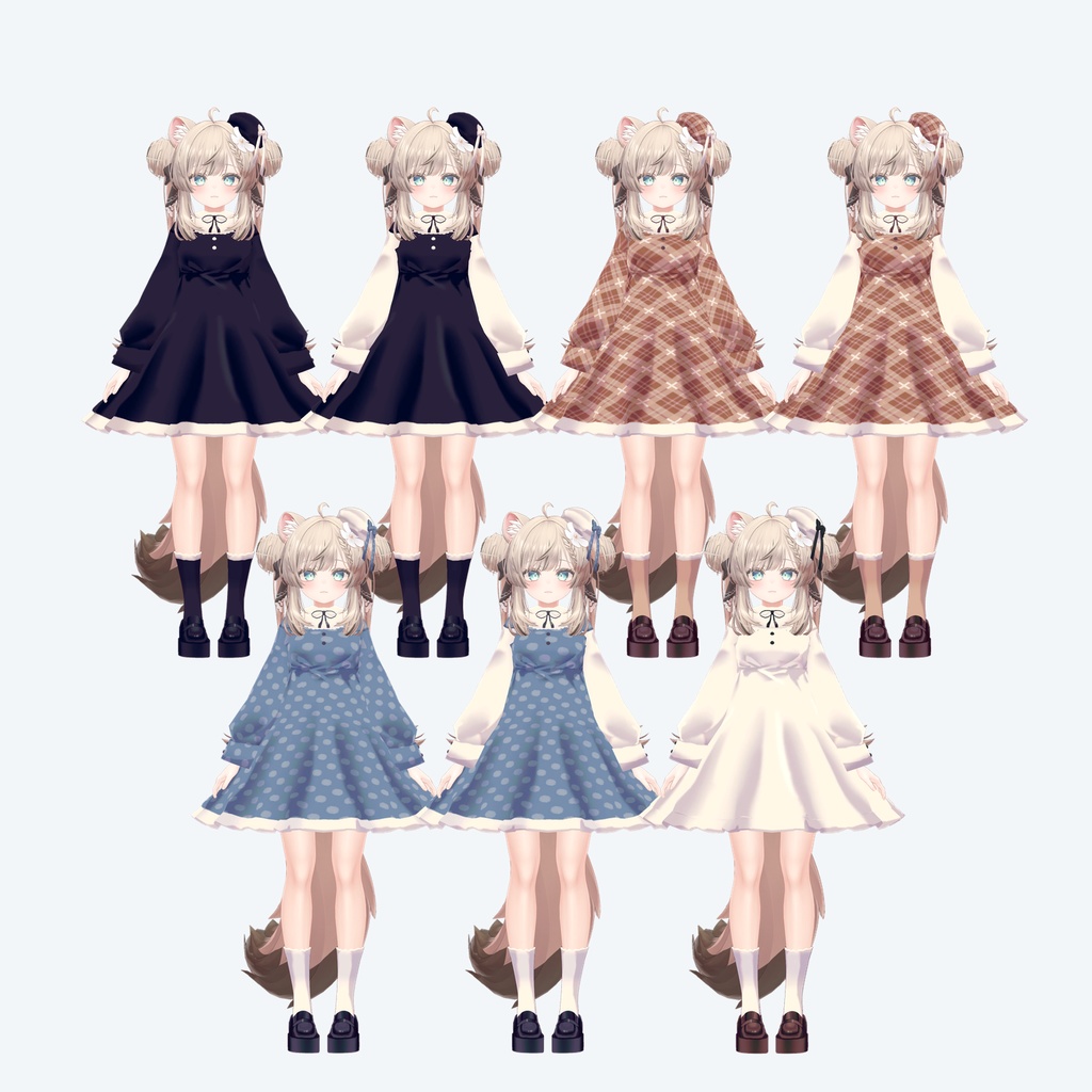 【マヌカ用】メイドライクワンピースセット【全7色】