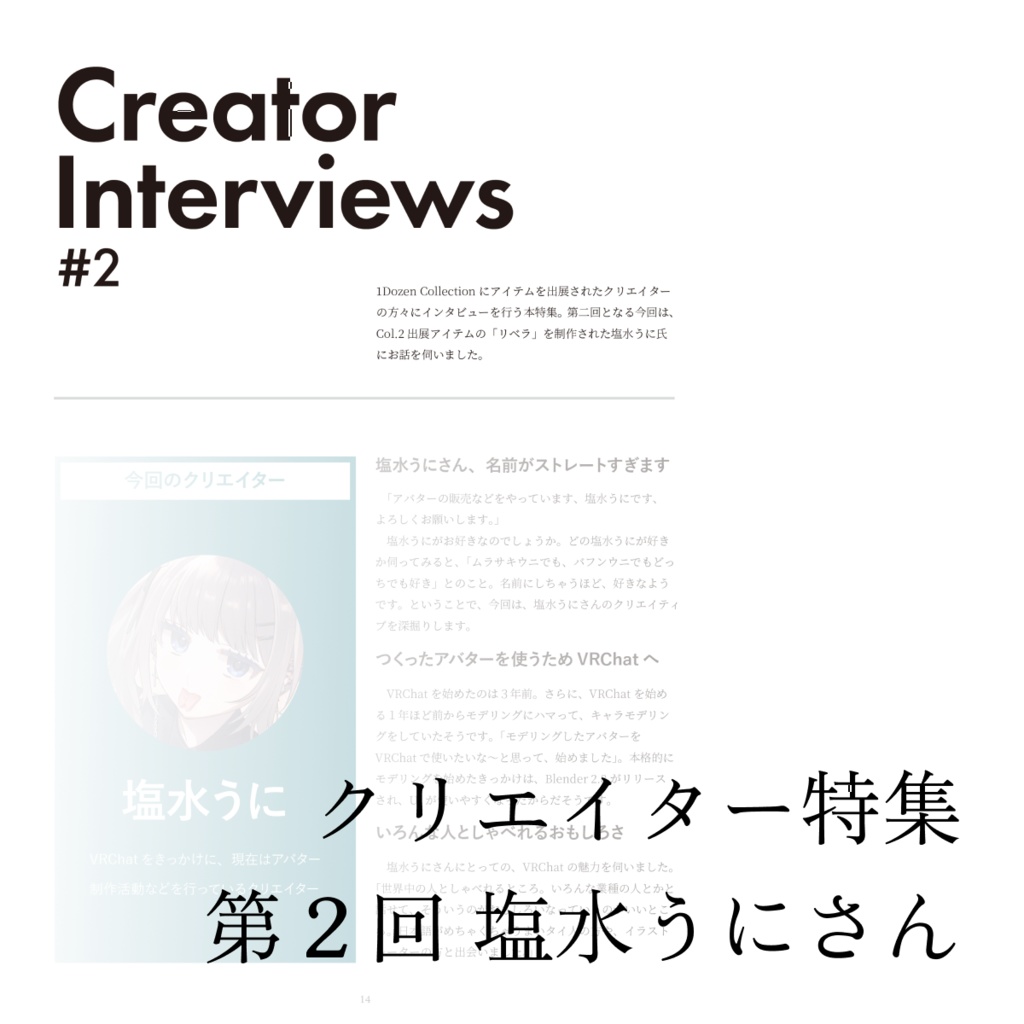 【アバターコレクション雑誌】1Dozen Collection col.3(電子版あり)(ショップ監修)(塩水うにさん, Beroarさん特集)