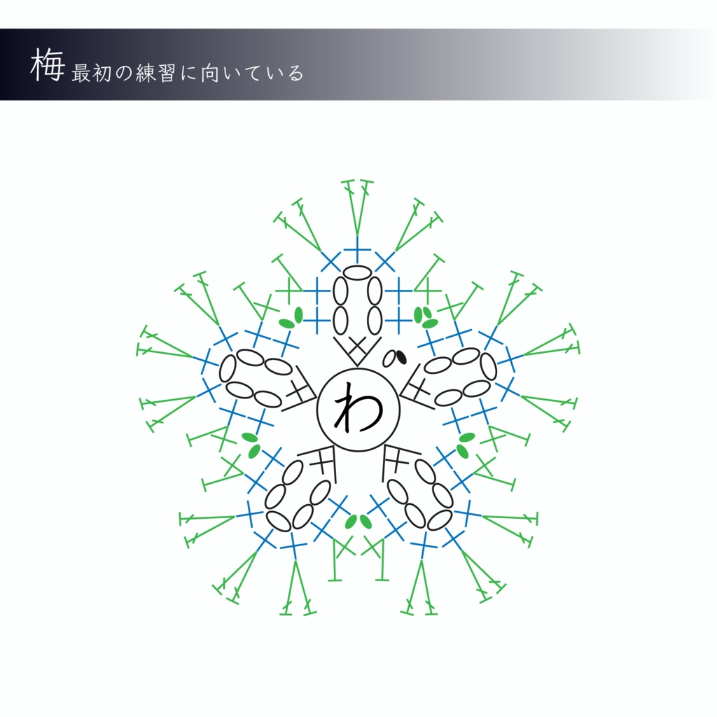 家紋｢梅紋｣　編み図(説明付)