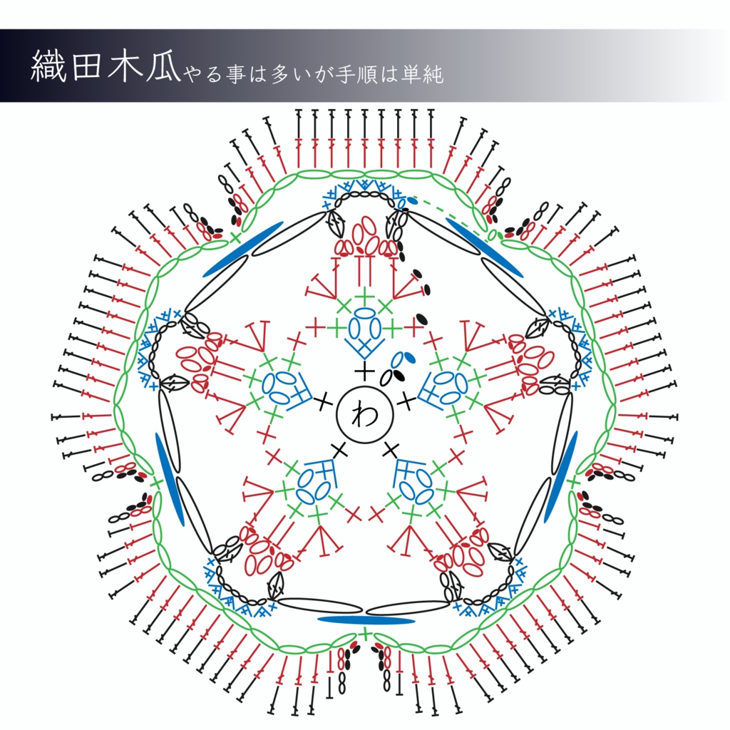 家紋｢織田木瓜｣ 編み図(説明付)