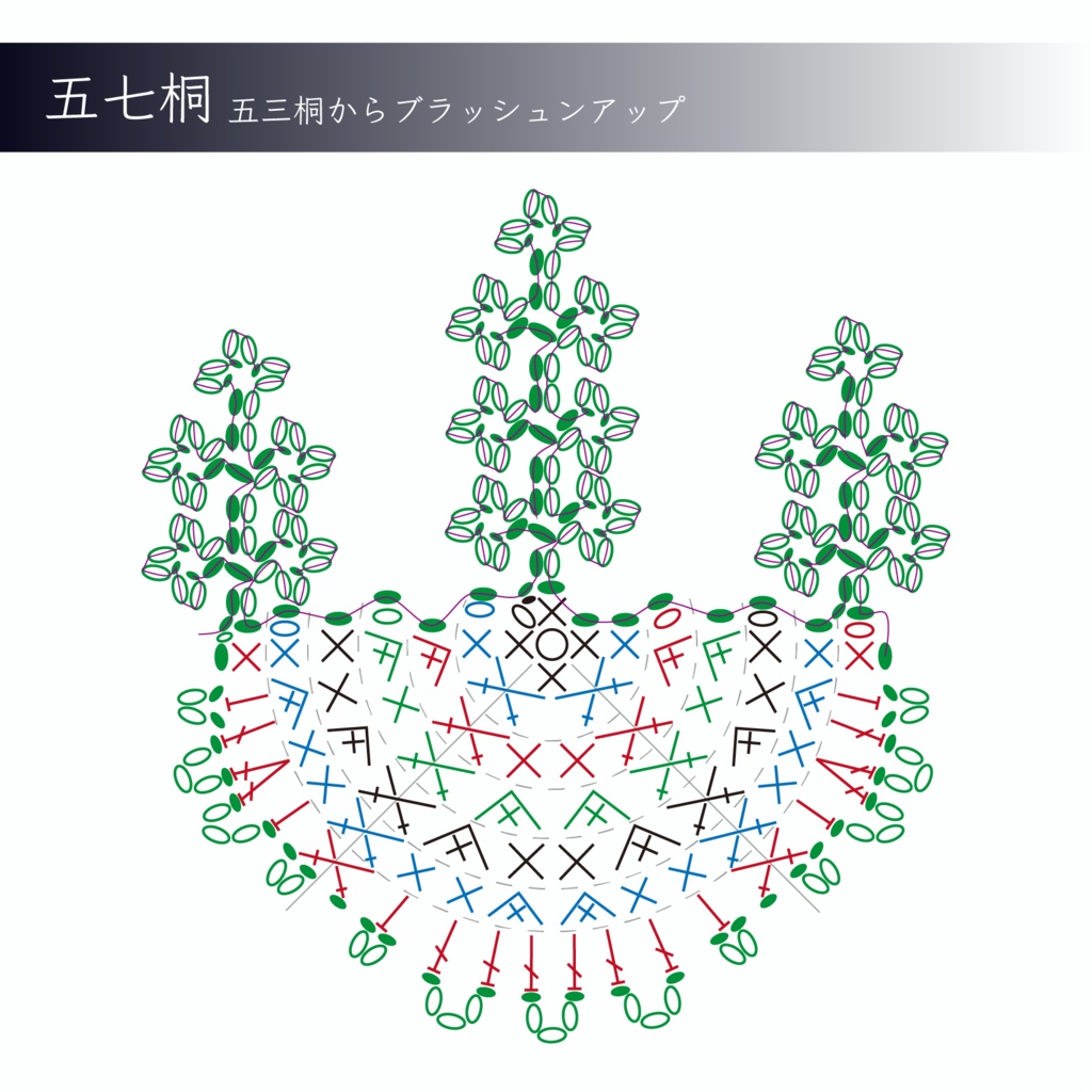家紋｢五七桐｣ 編み図(説明付)