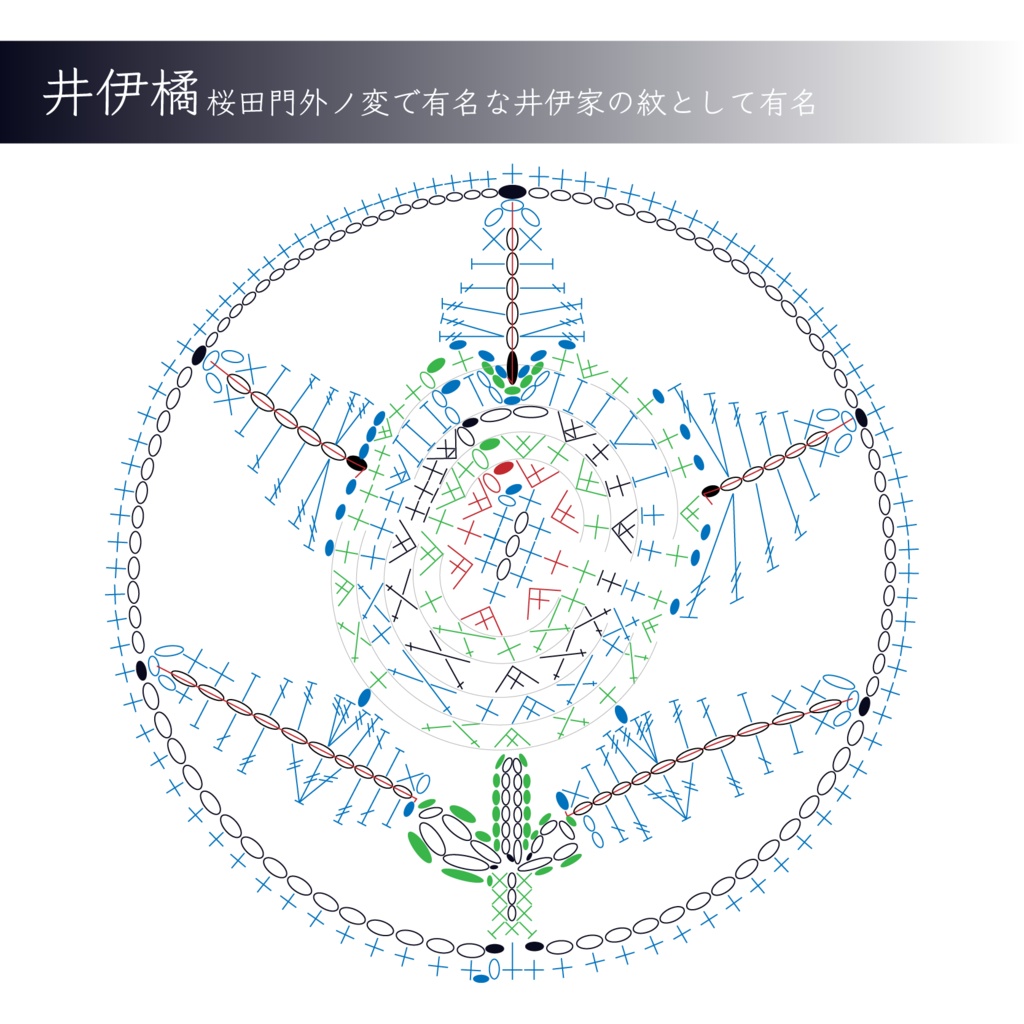 家紋｢井伊橘｣編み図(説明付)