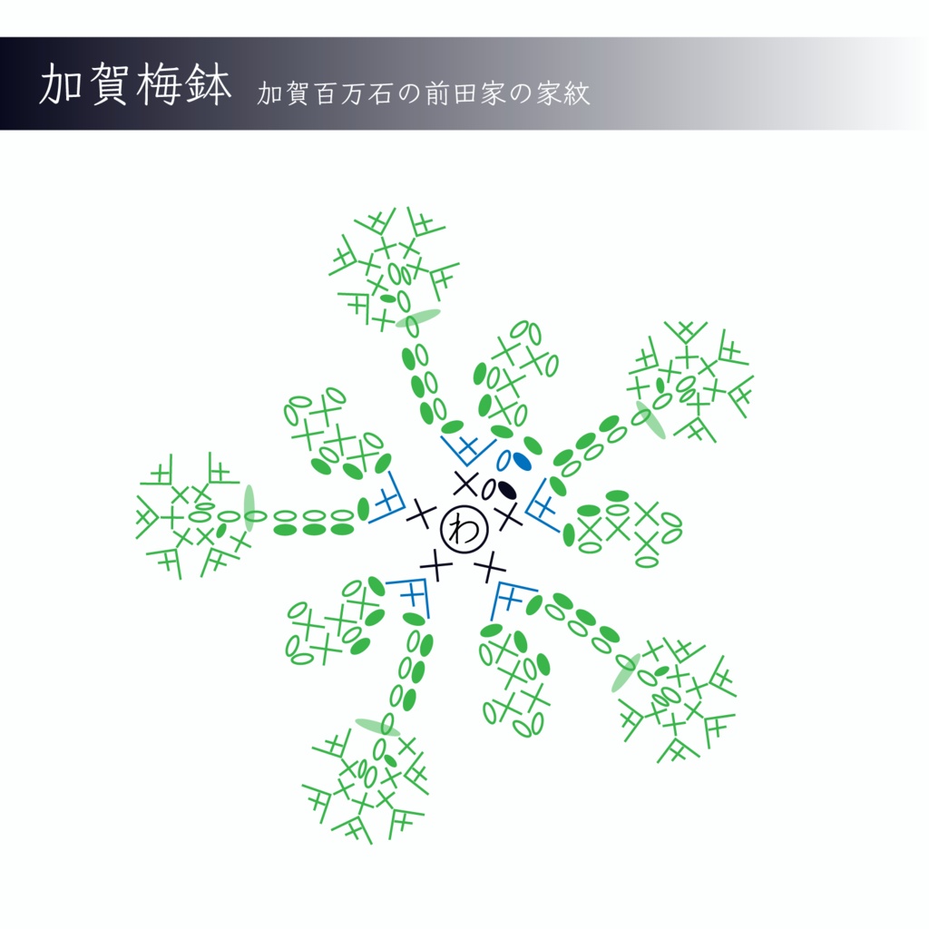 家紋｢加賀梅鉢｣編み図(説明付)