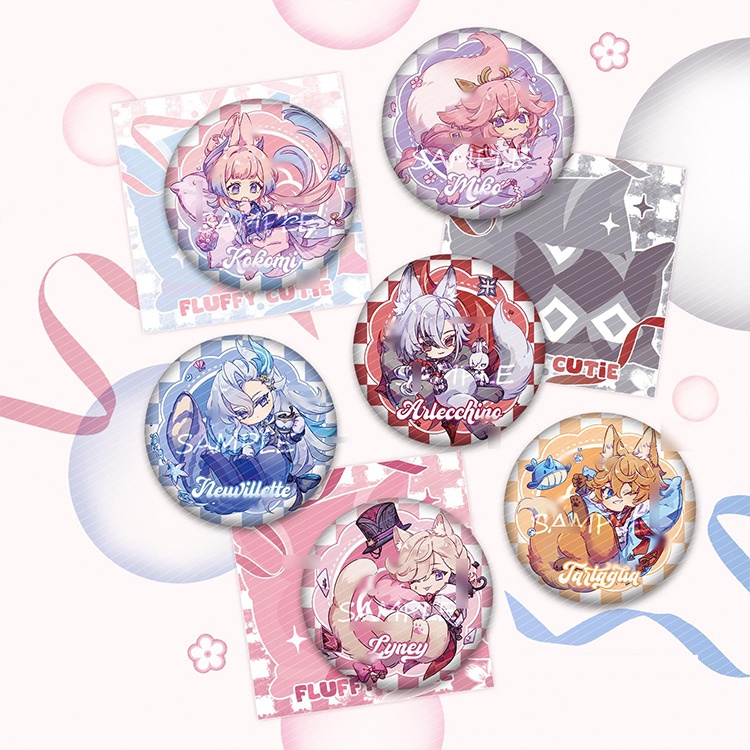 Genshin Impact 原神 アルレッキーノ 珊瑚宮心海 八重神子 タルタリヤ ヌヴィレット リネ アクリルキーホルダー 缶バッジ