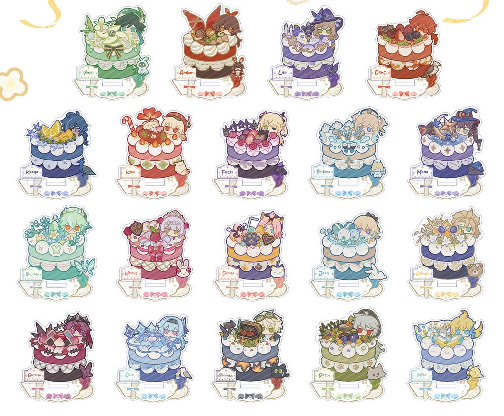 Genshin Impact 原神 ウェンティ アンバー リサ ガイア ディルック クレー フィッシュル バーバラ モナ スクロース ノエル ディオナ ジン アルベド ロサリア エウルア ベネット レザー ミカ アクリルスタンド