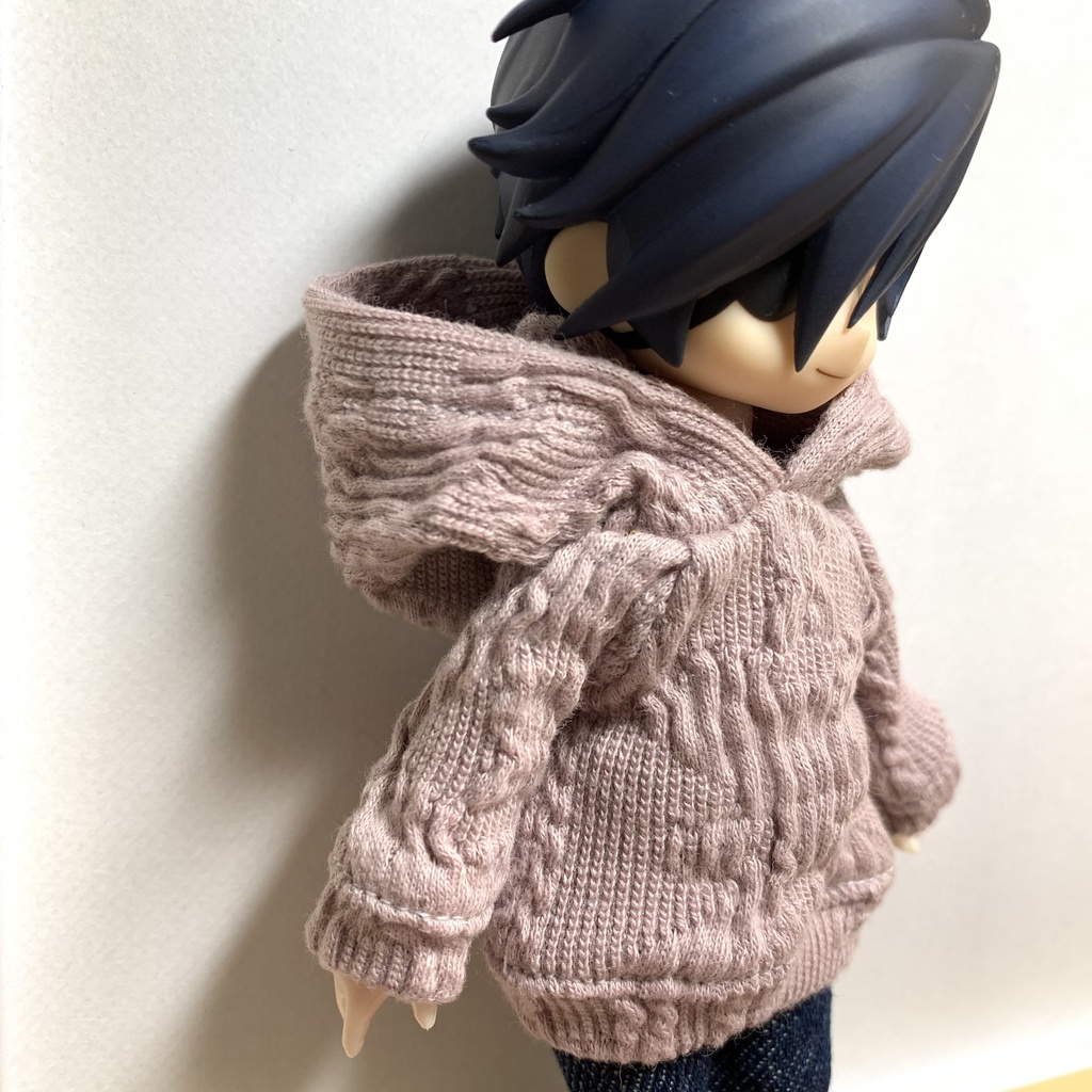 アランくすみピンクニットパーカー