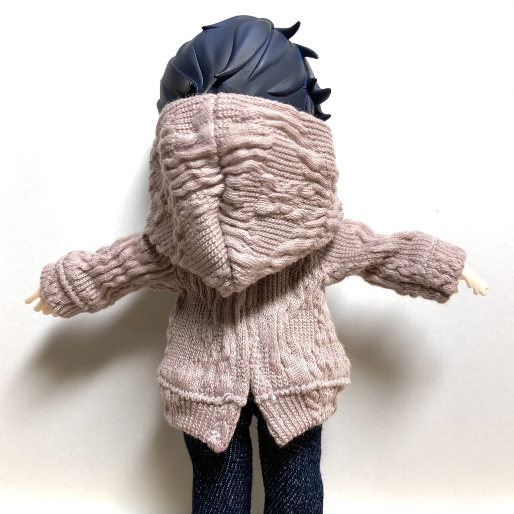 アランくすみピンクニットパーカー