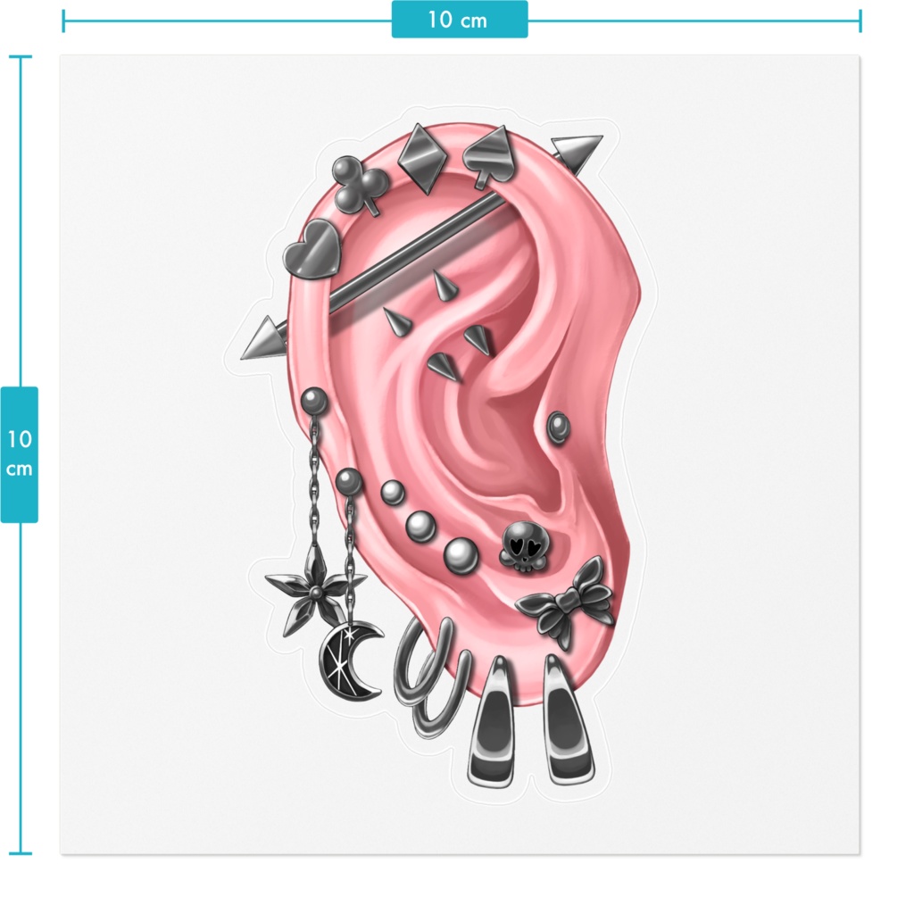 耳 シルバー ステッカー