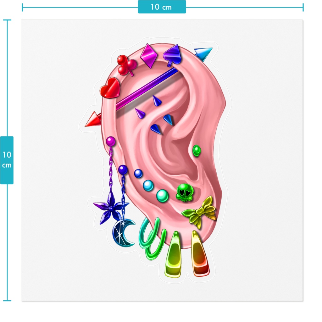 耳 レインボー ステッカー
