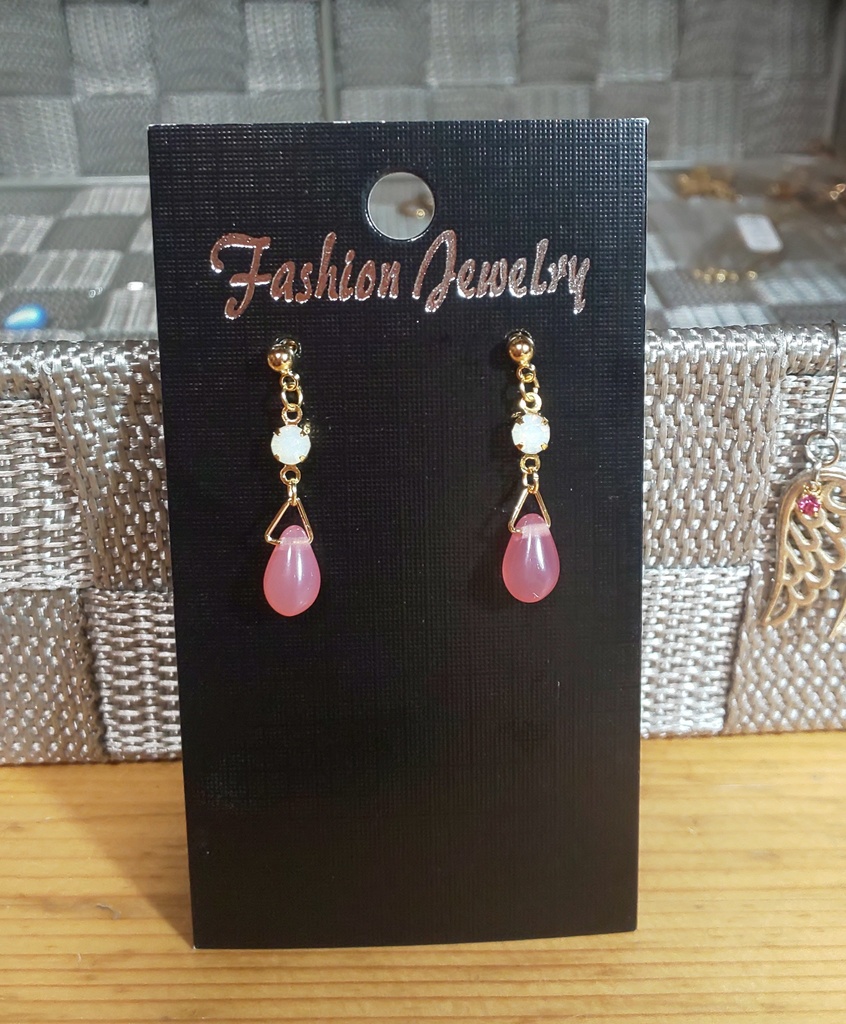 ピンク&ホワイト*チェコ&ストーンピアス
