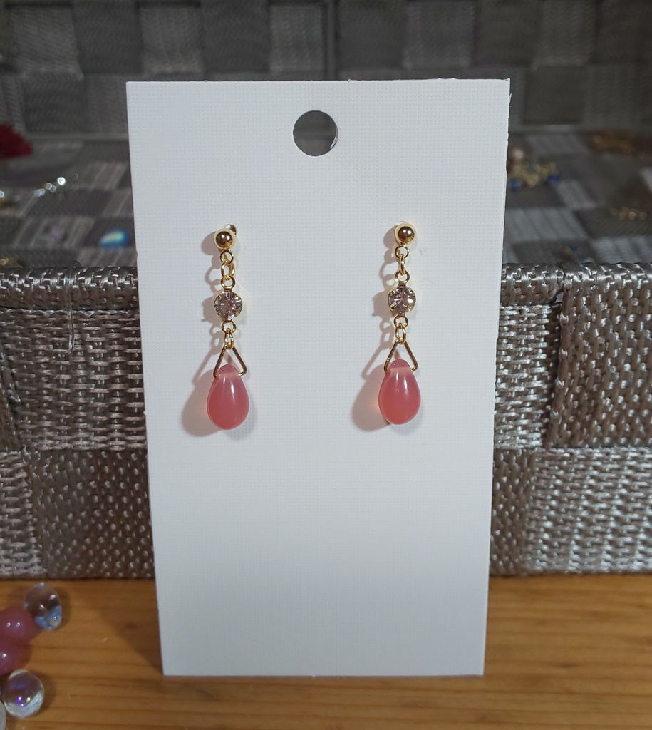 ピンク&ライトブルー*チェコ&ストーンピアス