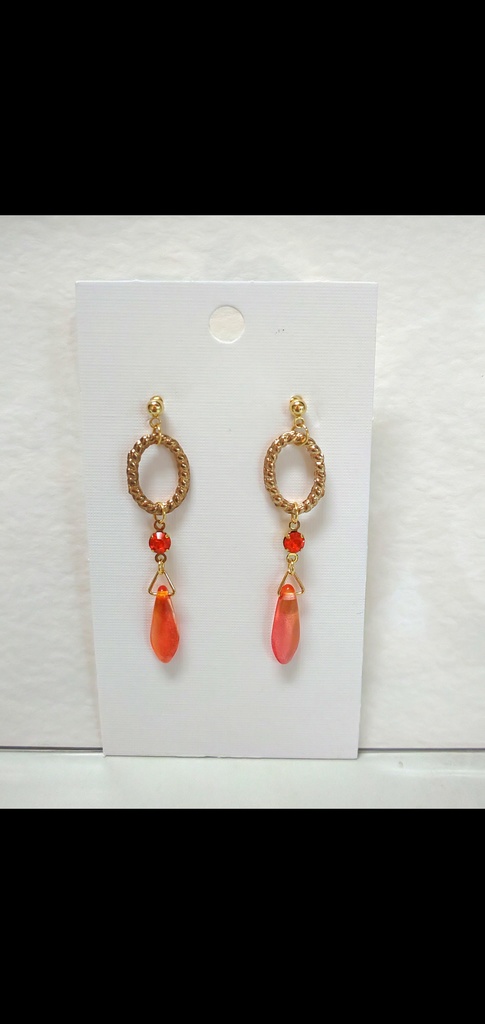 お花とオレンジダガー*ピアス