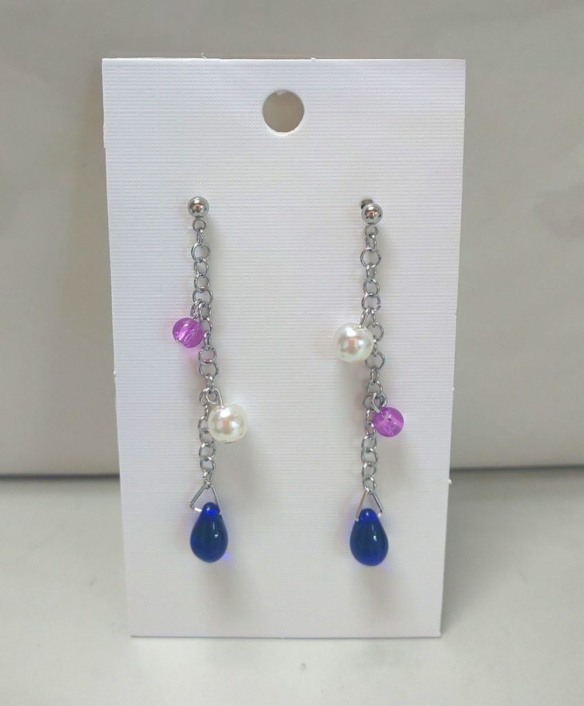 パールとビーズとブルーチェコ＊ピアス