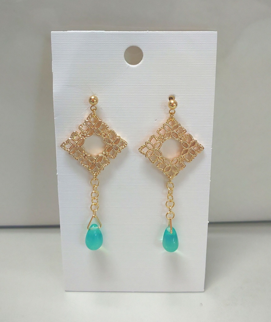 フラワースクエアとチェコ*ロングピアス