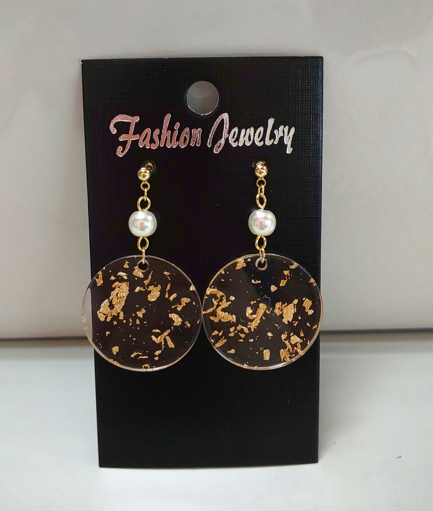 金箔アクリルパーツとシルキーパール＊オシャレピアス