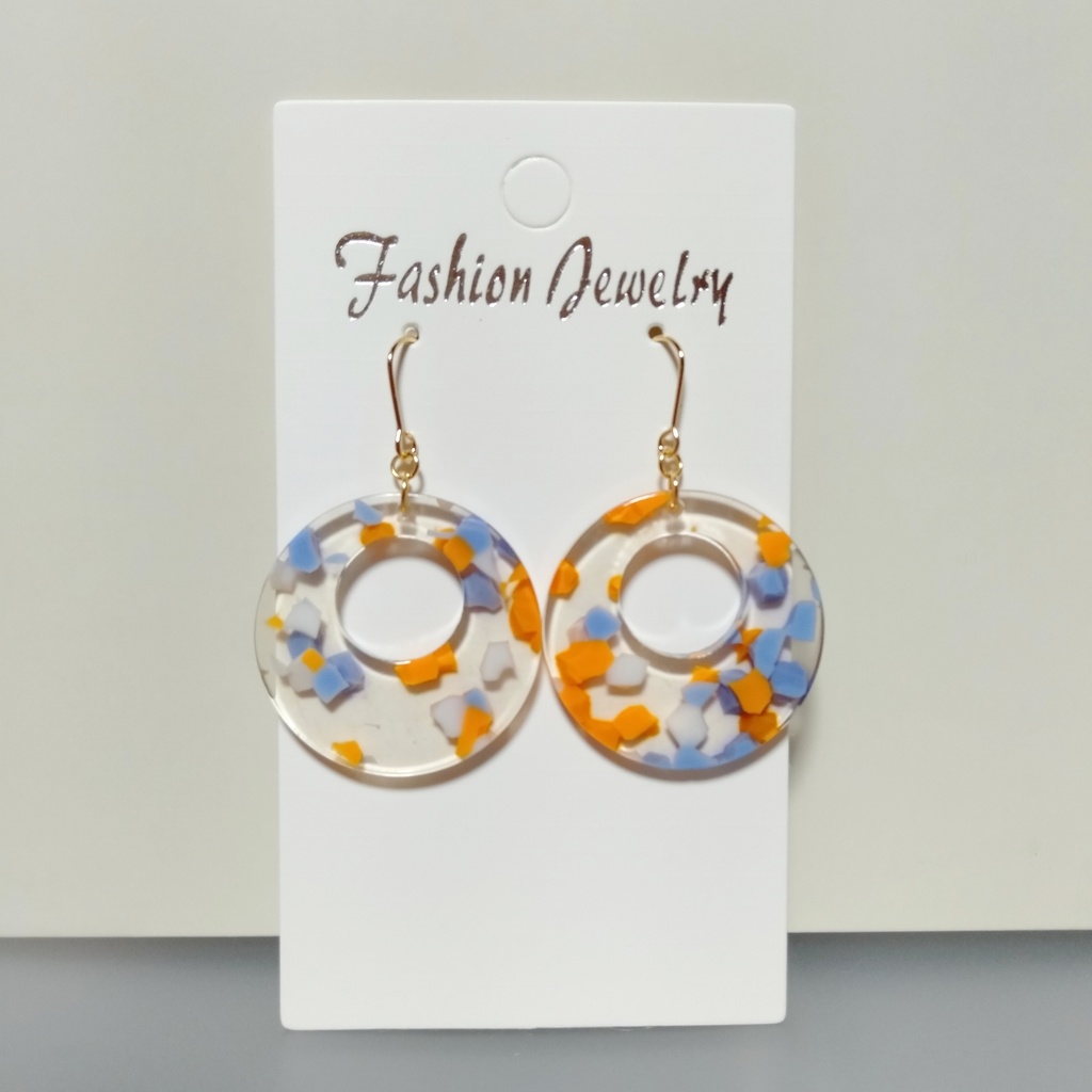 ブルーグリーン ✳ サークル アクリル ピアス