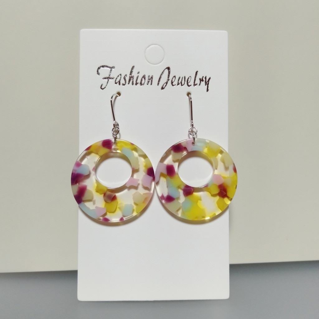 ブルーグリーン ✳ サークル アクリル ピアス