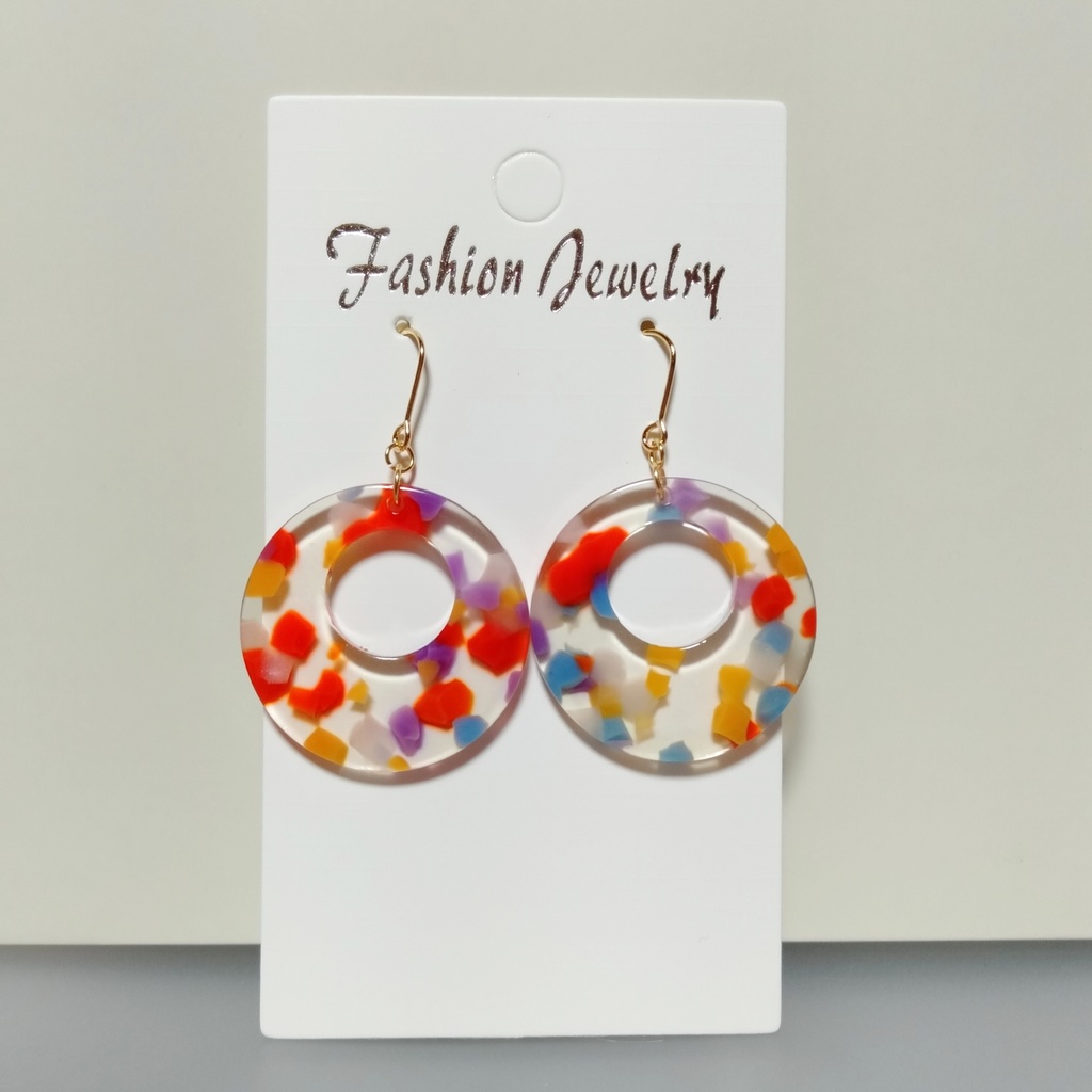 パープルイエロー ✳ サークル アクリル ピアス