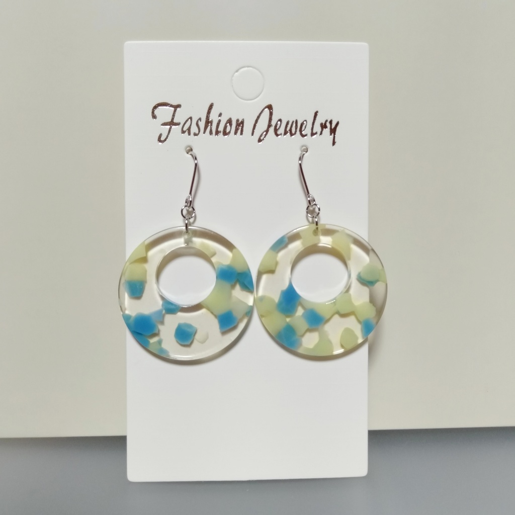 パープルイエロー ✳ サークル アクリル ピアス