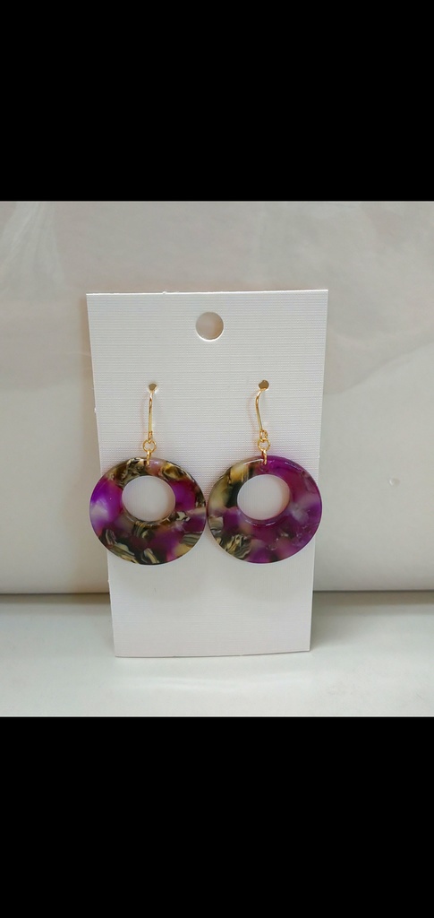 パープルイエロー ✳ サークル アクリル ピアス