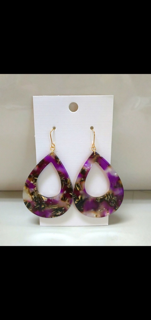 【写】ブルー&ホワイト 💧 ドロップ型 大きめ アクリル ピアス