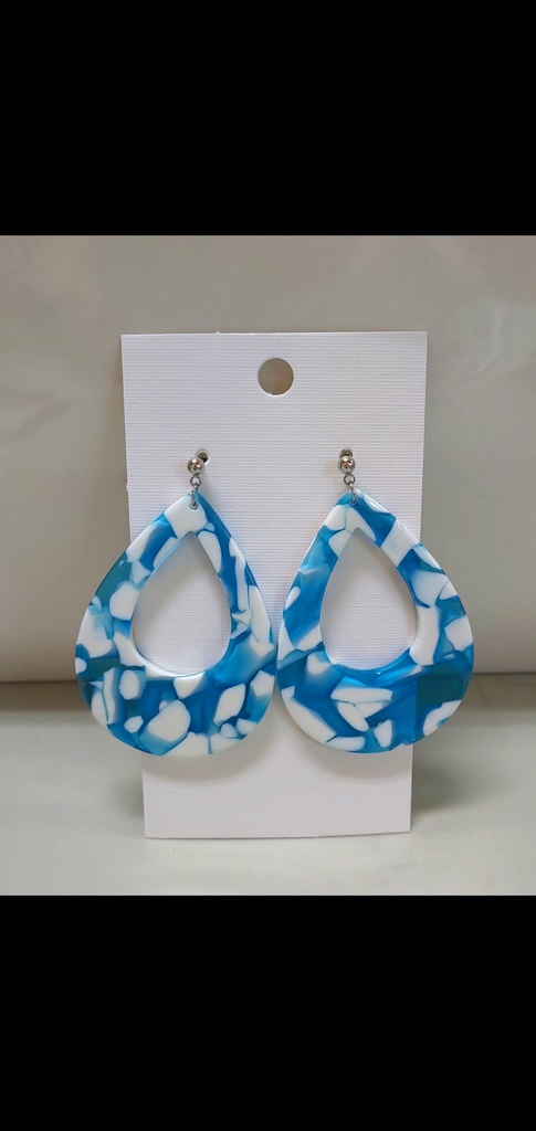 【写】ブルー&ホワイト‪ 💧‬ ドロップ型 大きめ アクリル ピアス