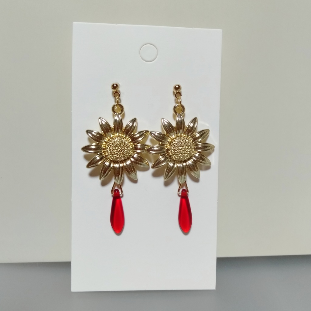 【夏・al】『クリアオレンジ』チェコダガー&ひまわり 🌻 夏ピアス