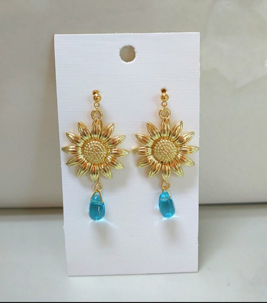 【夏・al】『クリアオレンジ』チェコダガー&ひまわり 🌻 夏ピアス