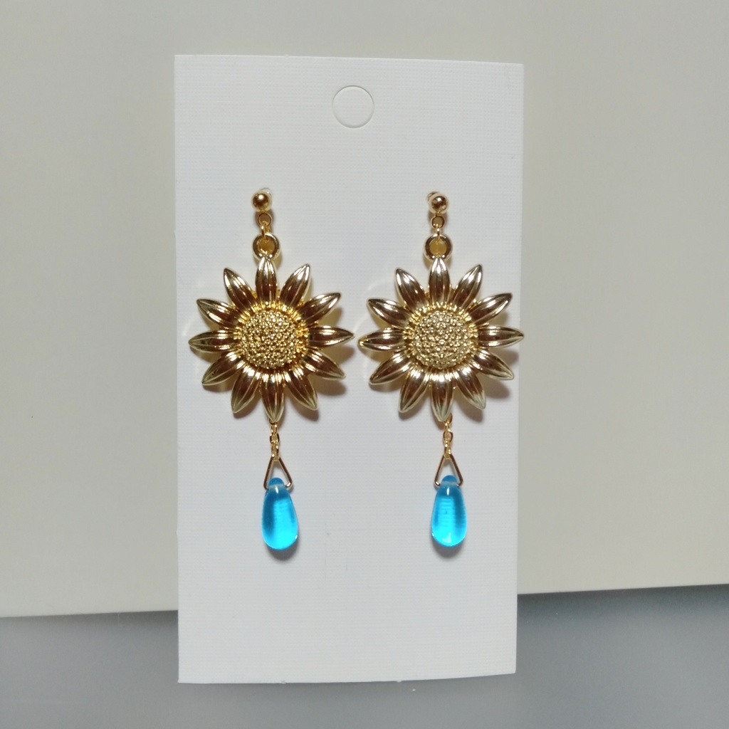 【夏・al】クリアコネクター &ひまわり🌻 夏ピアス