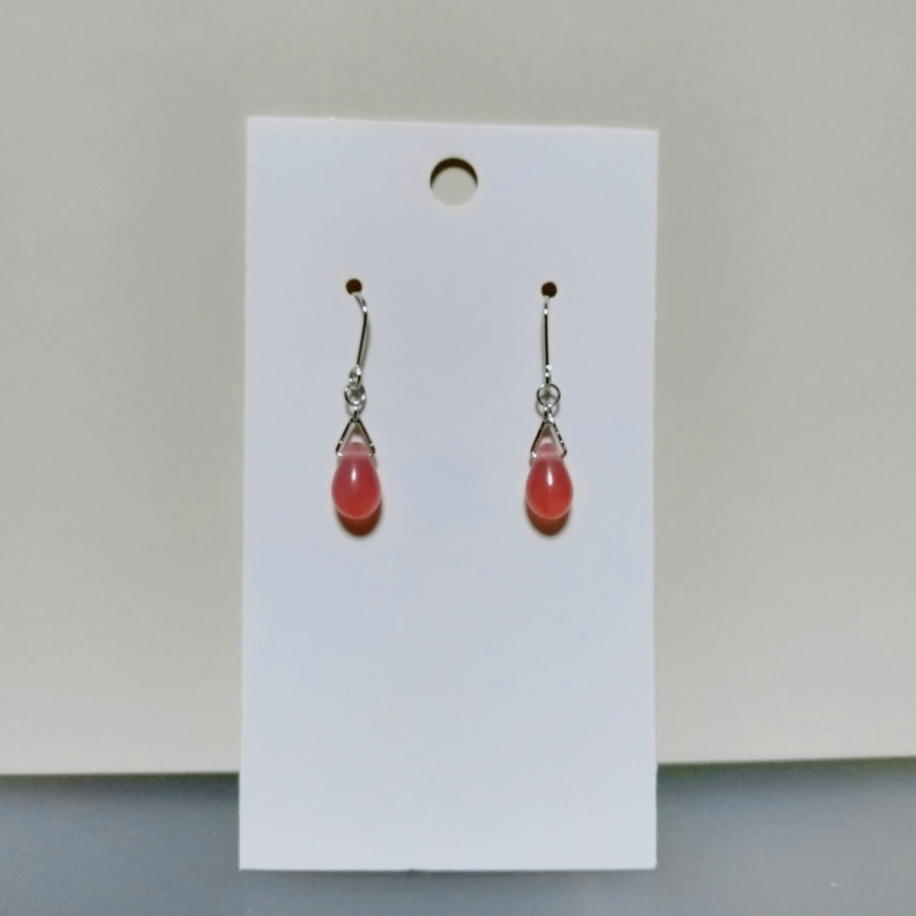 〈ピンク・桃色〉チェコドロップ✳シンプル 1粒 ピアス