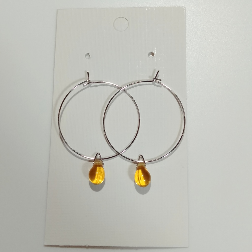 〈New〉『黄色』チェコドロップ ✳ シンプル フープピアス