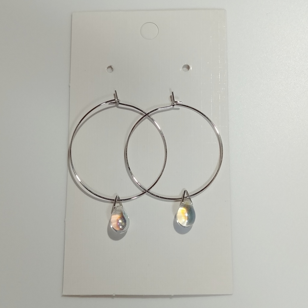 〈New〉『クリア』チェコドロップ ✳ シンプル フープピアス