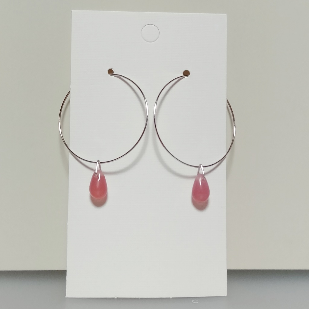 〈New〉『白』チェコドロップ ✳ シンプル フープピアス