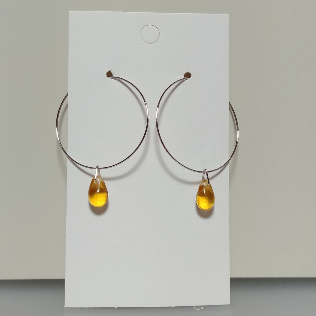 〈New〉『白』チェコドロップ ✳ シンプル フープピアス