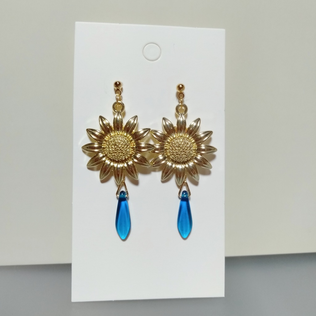 【New・夏】『ビタミンオレンジ』チェコダガー & ひまわり ꕤ︎︎ ピアス