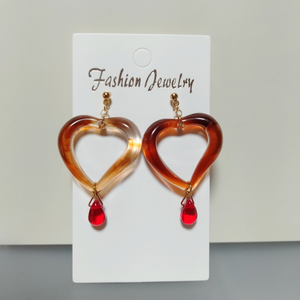 【Νew・秋.冬】べっ甲ハート & カーネリアン ♡ 大きめ アクリル ピアス