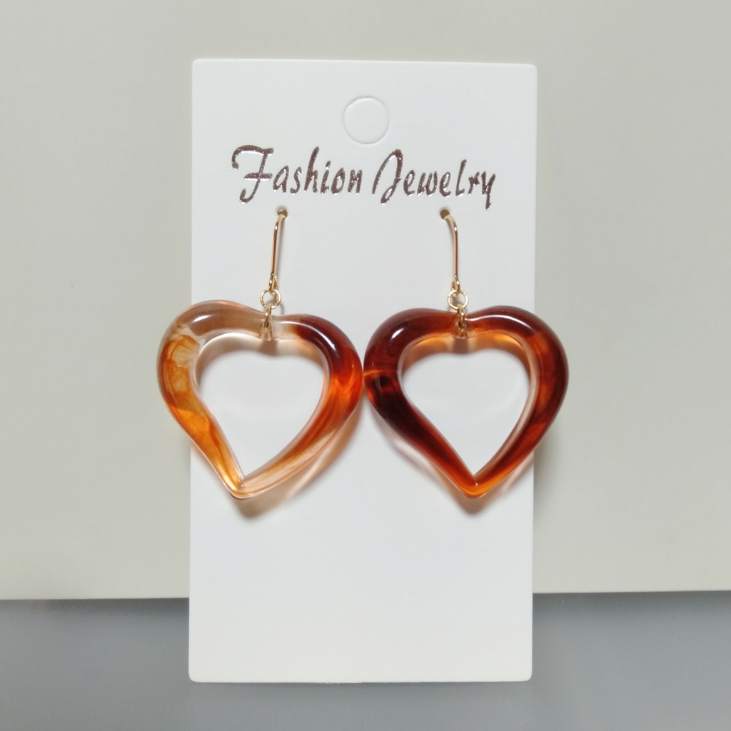 【Νew・秋.冬】べっ甲ハート & カーネリアン ♡ 大きめ アクリル ピアス