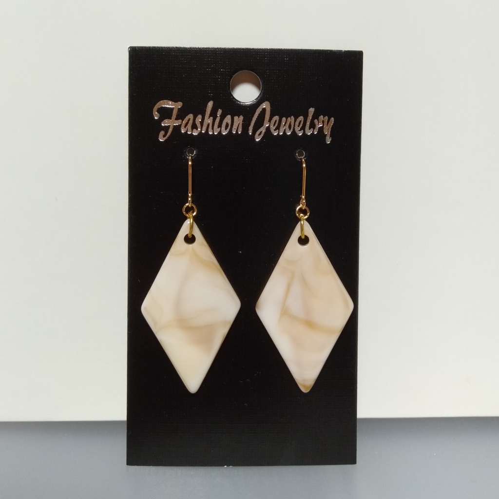 【Νew・秋.冬】カフェオレカラー ひし形 アクリルチャーム & ラピスラズリ ◇ 秋.冬 ピアス