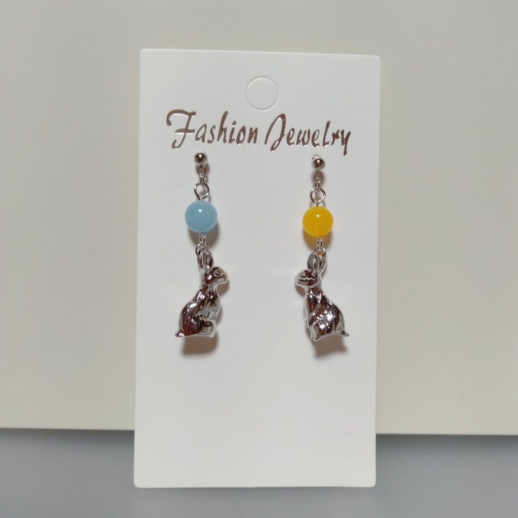 【Νew】高品質ウサギ & 選べる天然石 ✳ ピアス