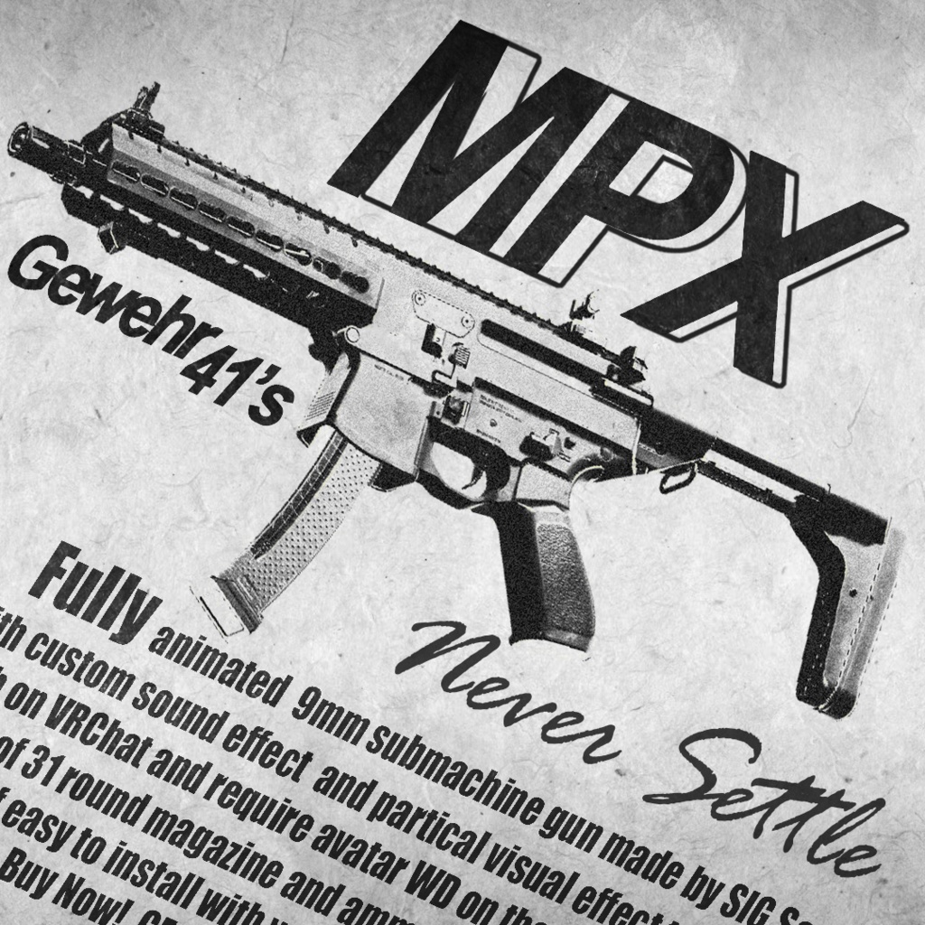 【VRChat】Full Functional SIG MPX outdated -15%off 2000→1700