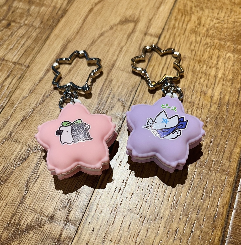 キツネ晴どのメンダコ道満ちゃん桜マカロンキーホルダー