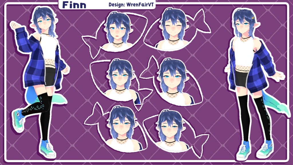 ⟡ Vroid Model - Finn - Femboy Fish Boy ⟡