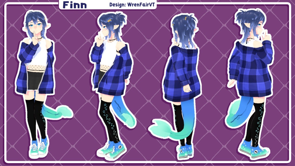 ⟡ Vroid Model - Finn - Femboy Fish Boy ⟡