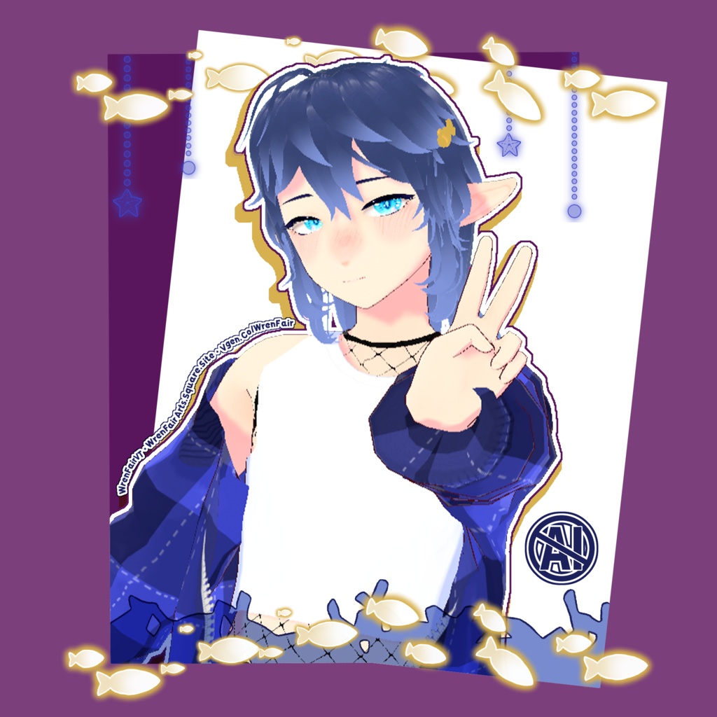 ⟡ Vroid Model - Finn - Femboy Fish Boy ⟡